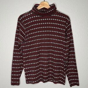 VTG Liz Sport Fair‎ Isle Turtleneck Long Sleeve Shirt Womens S Snowflake Y2K 90s